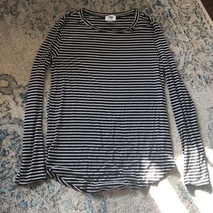 Long sleeve black and white striped shirt
